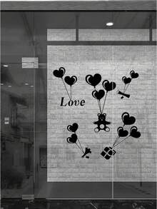 1个情人节心形气球造型墙贴，窗户玻璃贴纸，卧室、客厅室内装饰