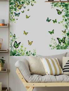 1片/2片/3片装 - 墙贴 - [绿色植物，粉色动物树] PVC自粘可移除墙贴，适用于托儿所、儿童房、游戏室或教室 - 可爱创意墙面装饰，适用于任何空间