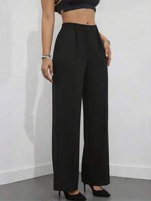 Women's High Waist Pleated Loose Fit Trousers, Suitable For Work And Casual Wear, Spring/Summer - Màu xanh lam - Xem 10