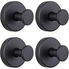 Suction Cup Hooks For Shower, Towel Hooks For Bathroom Kitchen Glass Mirror Tile, Stainless Steel Suction Hooks For Hanging Towel Coat Loofah Robe Up To 15 Lbs, 4 Pack (Black),27784013 - Black - View 1