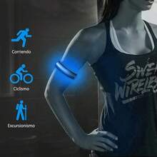 Purplecrystal Pulsera Deportiva LED (Batería incluida) 3 Modos de iluminación,IP65 Impermeable brazaletes Intermitentes de ,para Corredores,Ciclistas,Corredores,campistas.35 * 2.5CM - AZUL - Ver 5