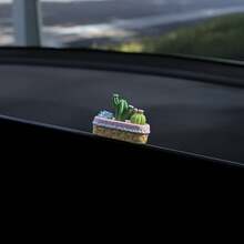 Healing Series Resin Tulip Car Ornament - Mini Floral Dashboard Decoration, Vibrant Pink And Yellow Tulips, No Power Required,  Car Interior Accessories, Exclusive For Women - 三朵多肉花 - 查看 6