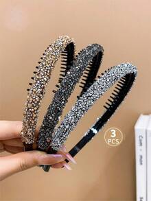 3入組女童齒狀抗滑邊夾頭箍,針對齊瀏海設計 - 彩色 - 查看 8