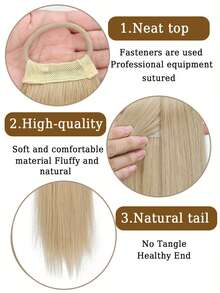 28英寸（约71.1厘米）直马尾假发带，亚麻金棕色直马尾，厚实编织马尾，自然发片，适合女性 - 彩色 - 查看 6
