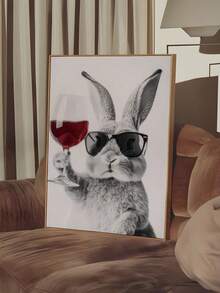 1 tranh in canvas hình thỏ Cheers Bunny hiện đại tối giản - Trang trí tường không khung cho phòng khách, phòng ngủ, văn phòng, hành lang, nhà bếp - Nhiều màu - Xem 1
