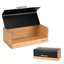 WYGODNY DUŻY CHLEBAK POJEMNIK NA PIECZYWO BAMBUSOWY CZARNY - Czarne - Zobacz 3