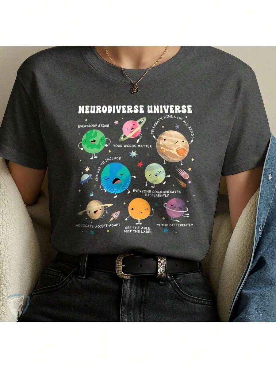 Inspirational T-Shirt | Positive Art About Inclusion And Awareness - Dark Grey - View 1