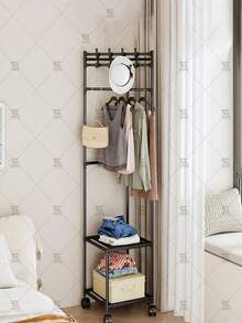 This Multi-Functional Portable Three-Layer/Two-Layer Hat Storage Rack, Equipped With Wheels And Hooks, Is A Coat Rack That Can Save Space And Is Convenient For Storing Holiday Gifts - Multicolor - View 3