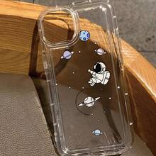 Funda de teléfono premium a prueba de golpes y resistente a caídas Funda de teléfono: Impresión de astronauta de dibujo animado transparente de Apple Funda protectora de TPU transparente anti-caída de cobertura completa y precisión para Apple  6/7/8/X/Xs/Xr/Xs Max/11/12/13/14/15/16 Pro Max ¿Quién podría resistirse a una funda de teléfono tan resistente y elegante? - 1 pieza - Ver 4