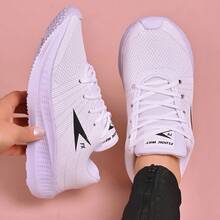 Women's Athletic Shoes For Outdoor Training, Walking, Running, Soft And Comfortable. - 白/黑 - 查看 8