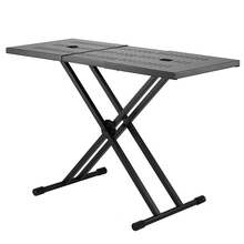 DJ-Tischständer, (32"-43") x 18" tragbarer DJ-Laptop- und Controller-Ständer, leichter DJ-Schreibtisch, DJ-Pult, höhenverstellbarer DJ-Ständer, faltbarer Double-X-Keyboardständer und Tischplatte, Audio-Mixer-Ständer - (82–109,5) x 46,5 x 30 cm - Übersicht 8