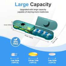 Organizador de pastillas desmontable de 7 días, planificador de medicación semanal portátil, 2 veces al día (AM/PM), compartimentos extra grandes, conveniente para el almacenamiento de suplementos, colorido - Multicolor - Ver 3