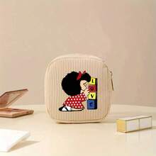 1个 Mafalda Design 女士灯芯绒化妆包，拉链封口 | 多隔层设计，可收纳口红、指甲油、必备品、化妆品、卫生巾等，简约化妆包 - 彩色 - 查看 8