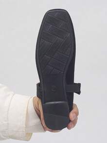 大码 EU 35-43 复古玛丽珍鞋，新款春秋时尚黑色天鹅绒搭扣低帮方头平底鞋，舒适软底女士芭蕾平底鞋，适合日常、工作、通勤、驾车、度假穿着 - 黑色 - 查看 9