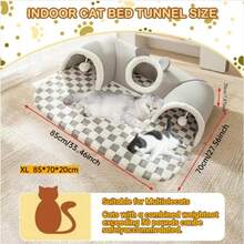 XL Brown Cat Tunnel Bed, Suitable For Multiple Cats, Small Cat Hide-And-Seek Tunnel Bed With Ball Toy, Removable And Washable Small Animal Tunnel, Suitable For Small Cats And Rabbits - Multicolor - View 16