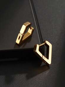 1 par de pendientes minimalistas de acero inoxidable con diseño geométrico - geometría - Ver 9