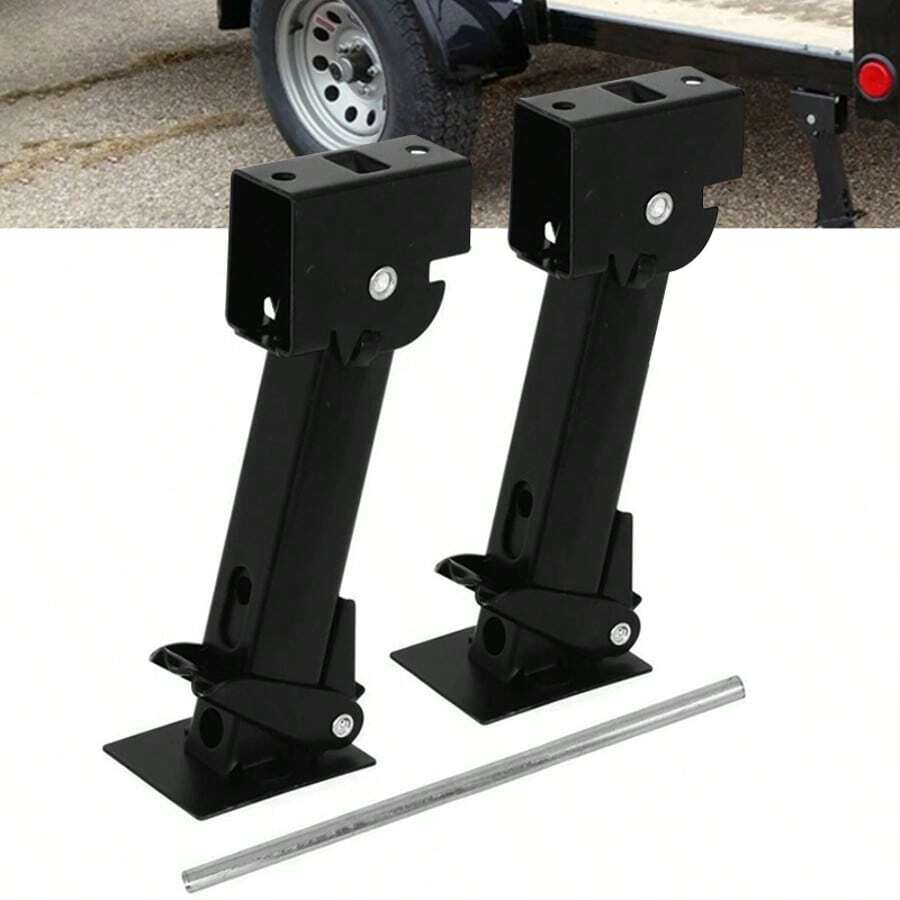 2pcs Telescoping Trailer Stabilizer Jacks RV Stabilizer Jacks Parking Lifting - Black - View 1