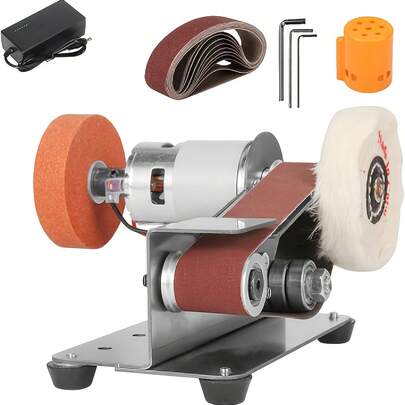 Senmeo Adjustable Speed Mini Belt Sander (1-Piece) - Stainless Steel Multi-Abrasive (Black) | Holiday Jade/Bead Craft Gift