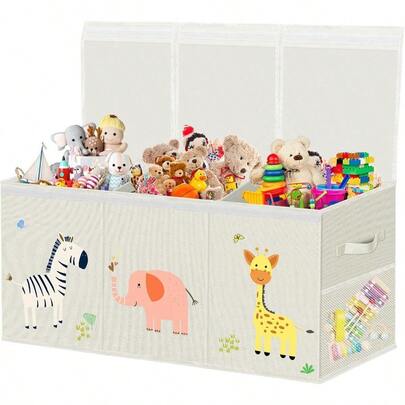 VERONLY Extra Large Toy Box Storage For Boys Girls - Collapsible Toy Chest Organizer For Toy Bin Container With Lid And Handles For Clothes Nursery Playroom Bedroom Stuffed Animals Quilt Beige