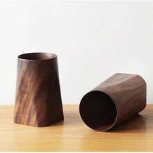 Wood Pen Holder Desk, Pencil Cup Whole Piece Black Walnut Wooden Organizer Caddy Stand - Brown - View 6