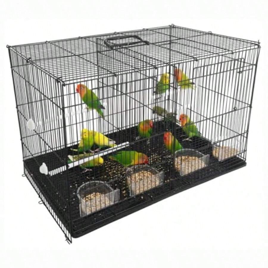 Jaula para Aves pequeñas Medianas Agapornis Canarios Cotorritos Australianos Finches Pajarera Espaciosa con reja divisora fácil de Limpiar y Segura con Accesorios - como en la foto - Ver 1