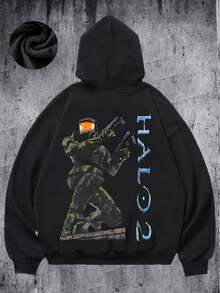 Mens Autumn Winter Halo 2 Casual Graphic Hoodie With Master Chief Print Perfect Combination Of Fashion And Function - 黑色 - 查看 1