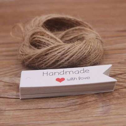 100 piezas de etiquetas de regalo Kraft marrón/blanco con cuerda de 20m, etiquetas de papel de agradecimiento para bodas, duchas, Navidad, decoración de fiestas