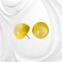 Round Resin Earring, Versatile Accessory. - 黃色 - 查看 2