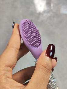 1个双头面膜涂抹刷，闪亮水钻装饰，DIY泥面膜涂抹工具，便携式旅行面部按摩清洁刷，创意礼品 - 銀色 - 查看 3