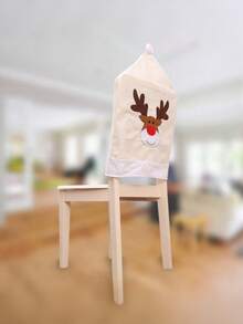 Other Home Garden 1PC Deer Christmas Chair Cover Embroid Elk Xmas Chair Cover Christmas Dinner Table Decoration Party Hat Back Covers - Multicolor - View 6