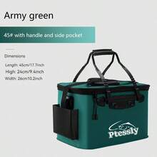 1 xô câu cá EVA gấp gọn di động, hộp đựng cá sống, bình chứa nước cắm trại, túi đựng dụng cụ câu cá, xô câu cá gấp gọn đa chức năng (Không bao gồm bơm hơi) - xanh quân đội - Xem 7
