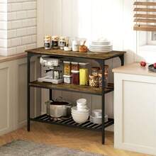 HOMCOM Baker's Shelf Kitchen Shelf, 3 Tiers, With Steel Frame, Rustic Brown And Black. - Rust Brown - View 3