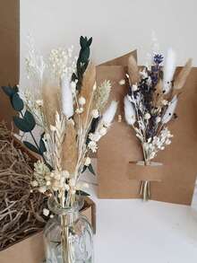 1/2/6/12 Pcs Bunnytail Dried Flower Bouquet For Bridesmaid Proposal And Flower Girl Gift Box, Suitable For Bohemian Wedding Table Centerpieces, Small Dried Pampas Vase Decorations, And Small Dried Flower Birthday Cake Decorations( No Card ) - Multicolor - View 5