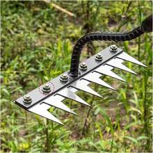 1 Set Heavy Duty 8-Tine Steel Garden Rake, Manganese Steel Hand Rake, Sturdy And Durable For Clearing Thatch And Lawn Leveling