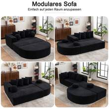 Fully Compressed, Boneless Sofa, Living Room/Bedroom With Segmented Cloud Sofa, Modern Modular Sofa, No Assembly Required, Comfortable And Skin-Friendly Chenille Fabric - Black - View 6