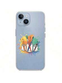 Paintbrushes In Jars With Colorful Splashes As A Background For A Phone Case - Multicolor - View 5