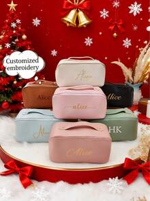 Kosmetyczka z haftem na zamówienie, kosmetyczka z zamkiem błyskawicznym i dużym otworem, kosmetyczka wielokrotnego użytku, zestaw do pielęgnacji skóry, pudełko do pakowania kosmetyczek, niezbędne rzeczy w podróży, niezbędne rzeczy na rejs, niezbędne rzeczy do akademika, prezenty dla druhen ślubnych, prezenty dla matek, prezenty urodzinowe, prezenty dla przyjaciół i nauczycieli, dekoracja domu, list do łazienki, salonu, uniwersalny, miejski relaks