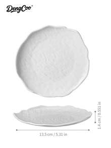 Dengcoo 1/5 Piezas Conjunto de vajilla con textura de roca estilo INS popular - Plato de cena + Bandeja de servir + Tazón de helado + Barco de pudín + Plato de pastel y postre, Vajilla para exhibición de pasteles, té de la tarde, hora del café y fiestas en casa - Bandeja - Ver 5