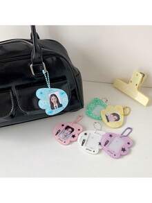 1pc Cartoon 1-Inch Wing Keychain Pendant, 1-Inch ID Photo Bag Charm, Bow Star Wing Small Pendant - Multicolor - View 3