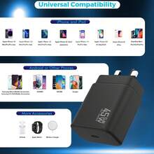 45W USB-C 快充插头，兼容三星 Galaxy S25/S25+/S25 Ultra/S24 Ultra/S24+/S24/S23 Ultra/S23/S22/S21/S20/A55/A54/A15/A14，兼容 ，兼容 iPad Air，GaN 超级快充 Type-C 充电器插头 - 英規插(220-240V) - 查看 7