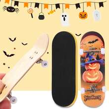 1pc Professional Finger Skateboard With Anti-Slip Pad, High-Quality Wooden Construction, Durable, Halloween Pumpkin Design, Suitable For Beginners And Experts, Great Gift For Halloween And Christmas - Multicolor - View 3
