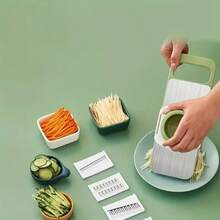 7pcs Multifunctional Vegetable Slicer And Grater Set With Interchangeable Stainless Steel Blades, Manual Stainless Steel Kitchen Slicer And Shredder, Kitchen Tool Set For Potato, Carrot, Cucumber - Multicolor - View 9