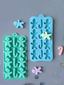1pc, 12-Cavity Christmas Silicone Chocolate Candy Mold, Non-Stick Chocolate And Candy Mold, Small Baking Mold For Cake Decoration, Santa Claus, Snowman, Christmas Tree, Stocking - Multicolor - View 4