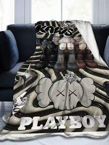 1Pc Kawss Kawaii Kaw Blanket Anime Lovers Gift Idea - Luxuriously Soft Flannel Blanket For Couch, Camping & Travel Adventures - màu đen - Xem 1