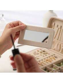 1pc Premium Velvet Zipper Jewelry Box, Earring Necklace Ring Organizer Case, Large Capacity Velvet Jewelry Storage Box, Unique Gift For Women, Suitable For Travel - Multicolor - View 10