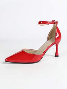 2025 Women's Pointed Toe High Heel Fashion Pumps,Kitten Heels - Red - View 8