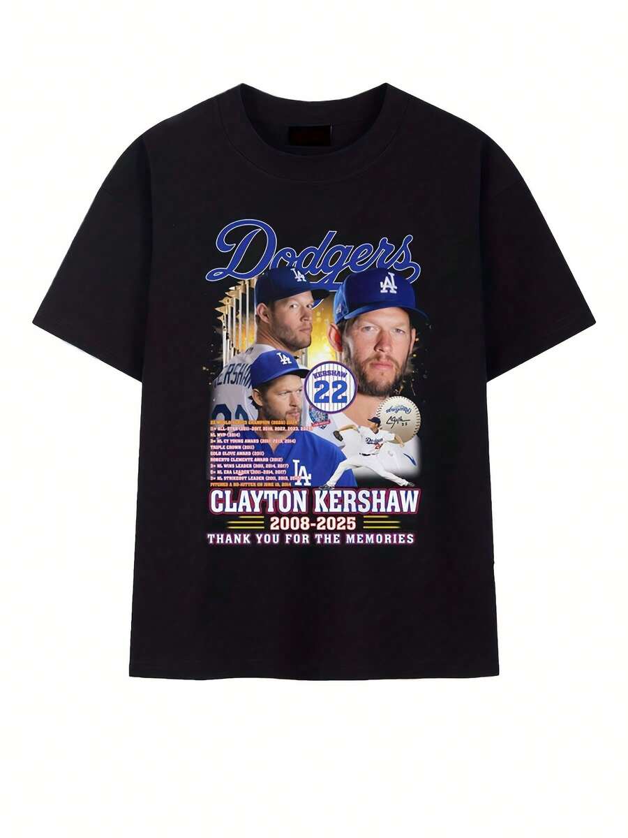 Clayton_Los_Angeles_Dodgers_BLACK 100% Cotton Unisex Short-Sleeved T-Shirts Perfect Fan Gifts, Couples' Outfits, Halloween Prank Costumes