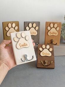 Personalisierter Hundeleinenthalter, Holz Hundeleinenhaken, handgemachtes Hundeanhänger, Hundeleinenaufbewahrungsregal, Holzschild - Verschiedenfarbig - Übersicht 5