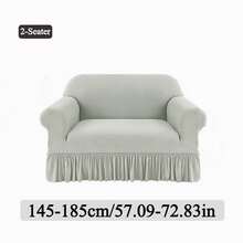 1PC Stretch Sofa Cover With Pleated Skirt High Elasticity High Quality One Piece Design Sofa Cover Solid Color Dust Proof And Non Slip Sofa Cover Suitable For Bedroom Office Living Room And Home Decoration Valentine's Day Gifts Valentine's Day Decorations - 淺灰色 - 查看 12