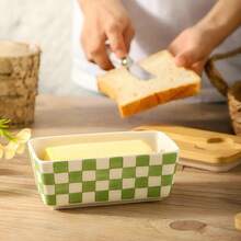 1 Recipiente de cerámica americana amarillo de 350ml con tapa y cuchillo para mantequilla, 3 patrones para elegir - Perfecto para tarros de queso, cajas de mantequilla, cuchillos de mantequilla, cuchillos de queso, espátulas para el hogar - Recipiente para mantequilla, caja de mantequilla sellada, sartén para mantequilla - Multicolor - Ver 8